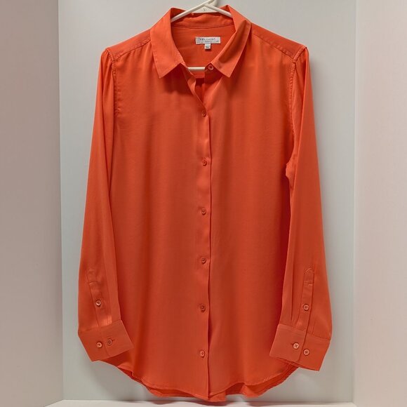 Equipment Femme Essential LS Button Down Shirt in Hot Coral - Picture 1 of 11